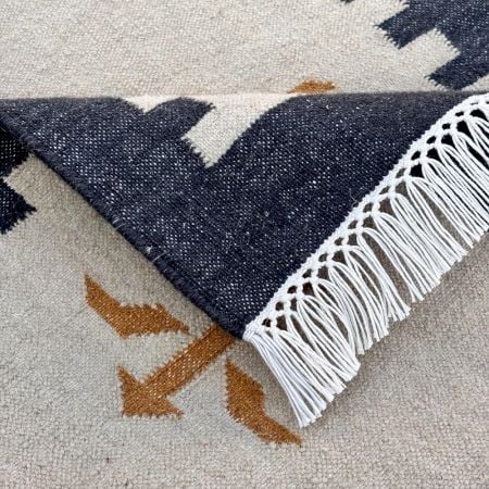 Handmade Natural Cotton Floral Dhurrie For Living Room